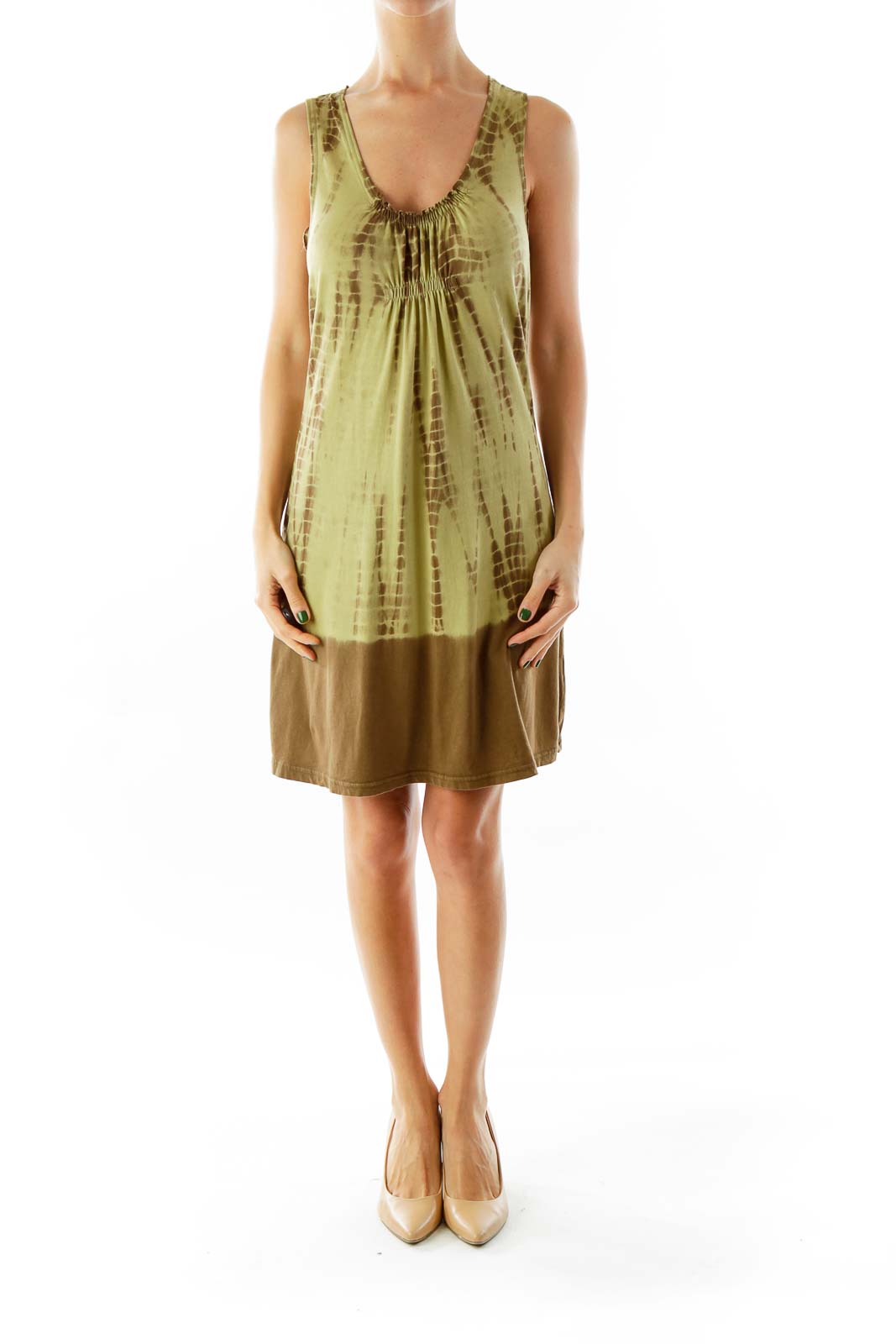 Green & Brown Tie Dye Dress