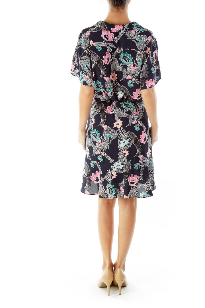 Navy Floral Print Dress