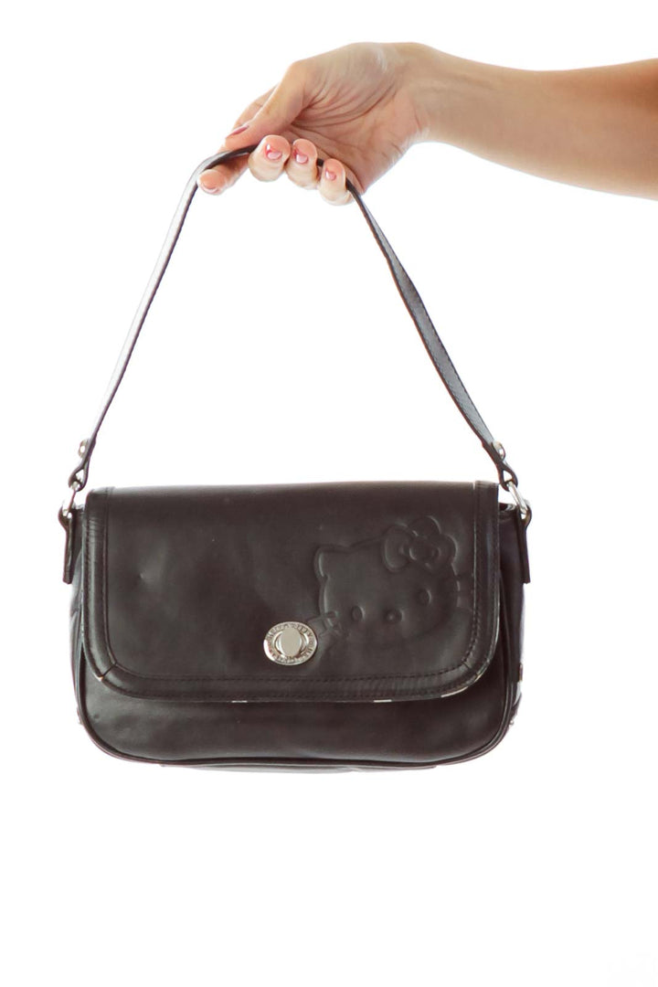 Black Leather Hello Kitty Shoulder Bag