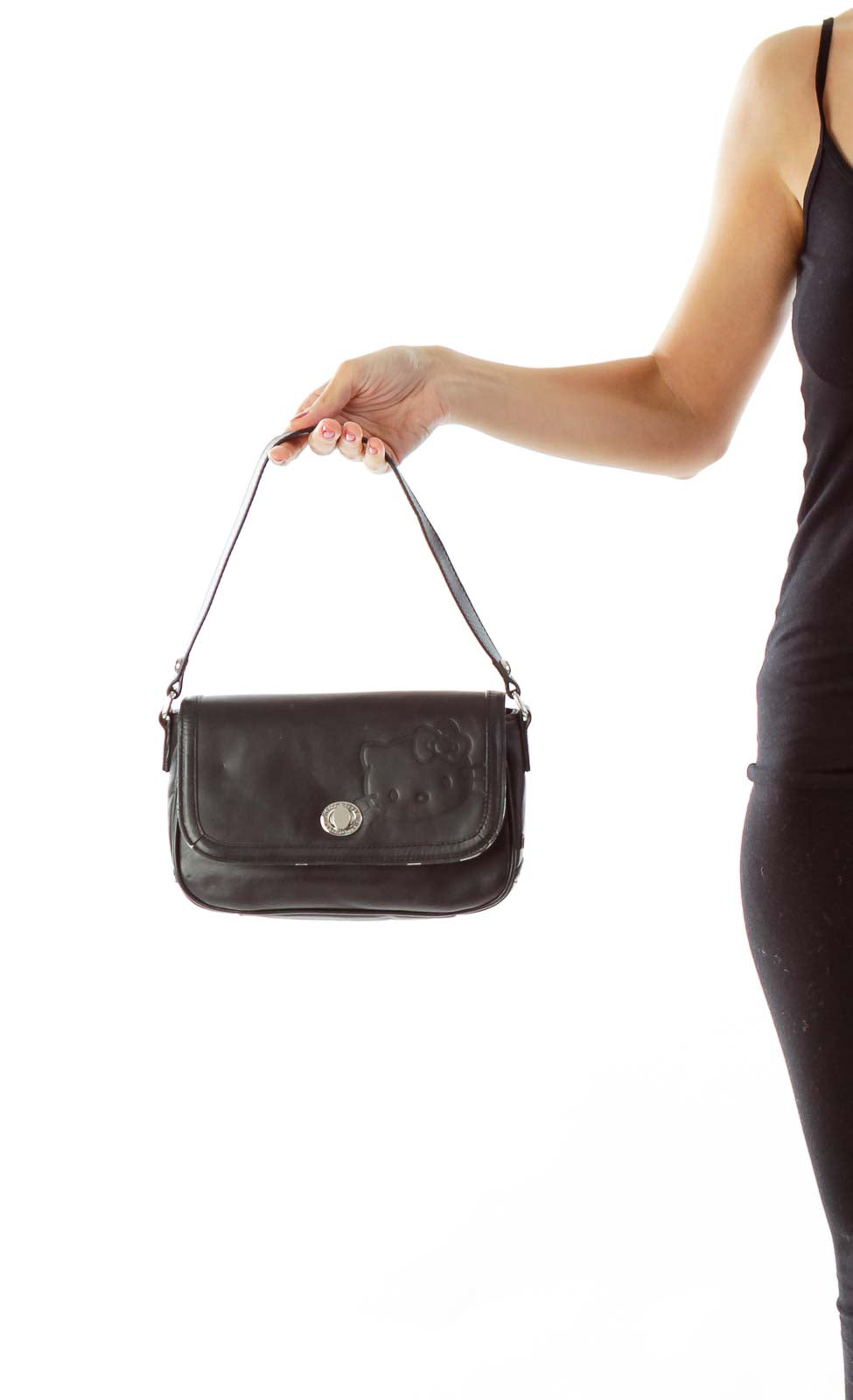 Black Leather Hello Kitty Shoulder Bag