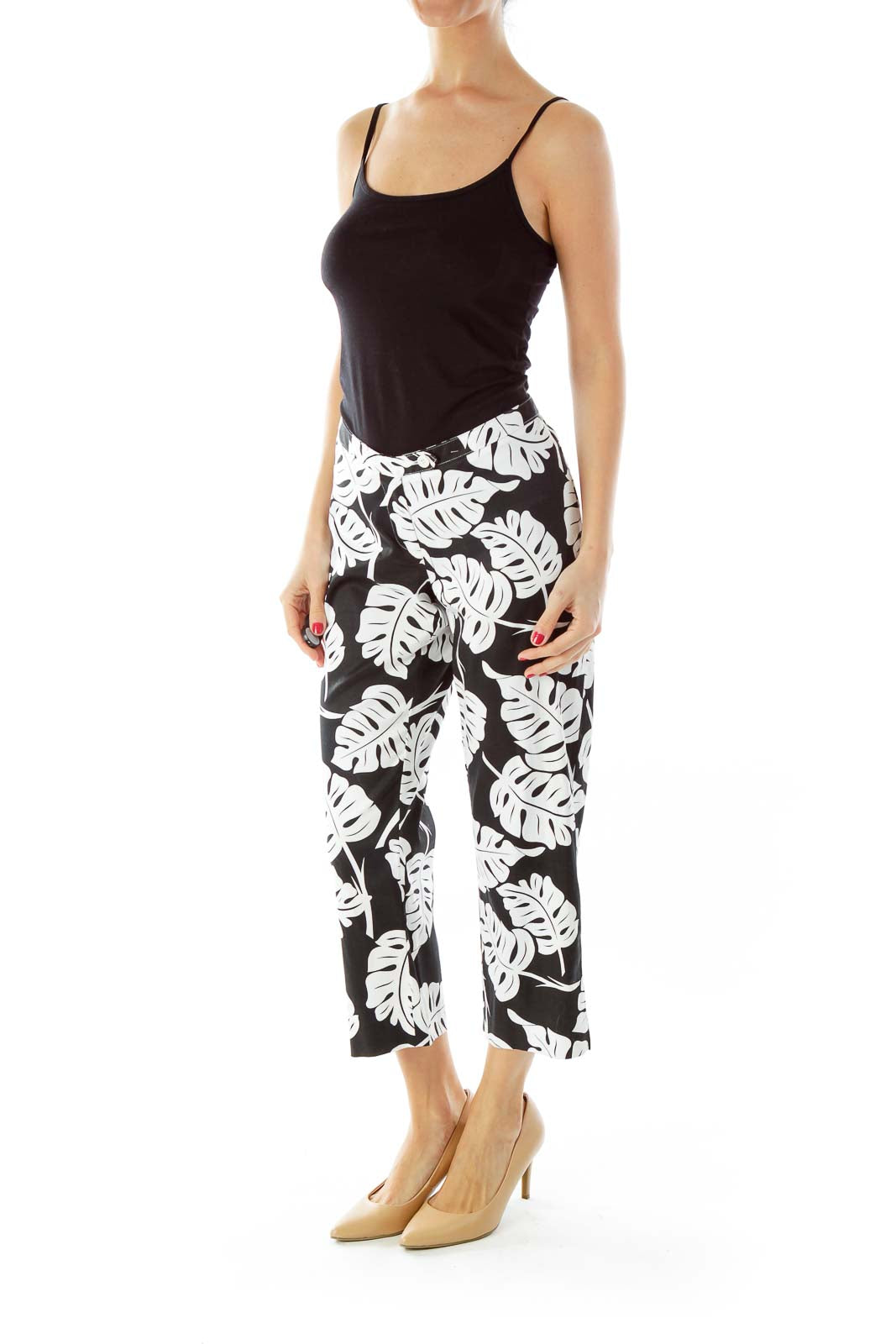 Black & Floral Print Pants