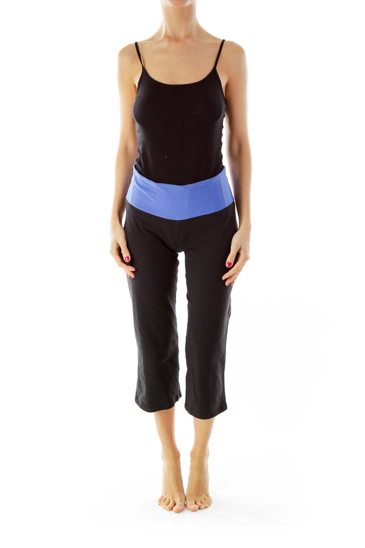 Black & Blue Cropped Yoga Pants