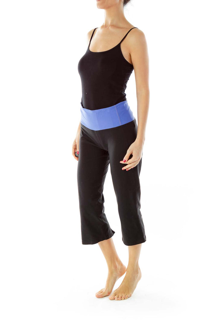 Black & Blue Cropped Yoga Pants