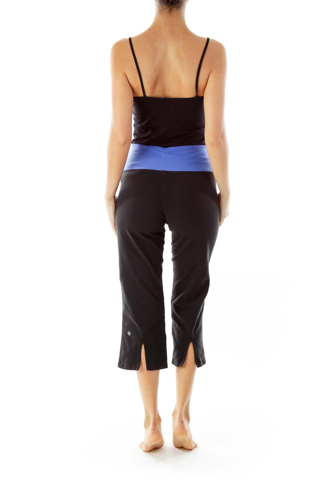 Black & Blue Cropped Yoga Pants