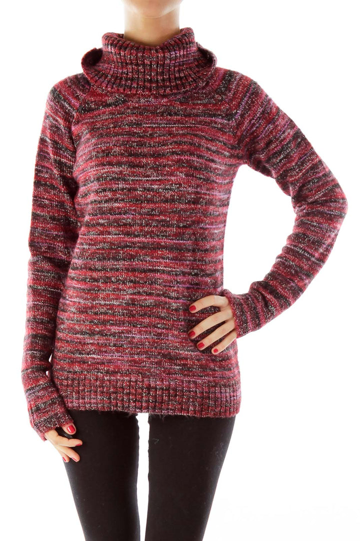 Red & Black Turtle-Neck Sweater