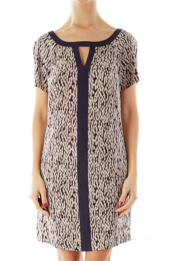 Navy Animal Print Work Dress