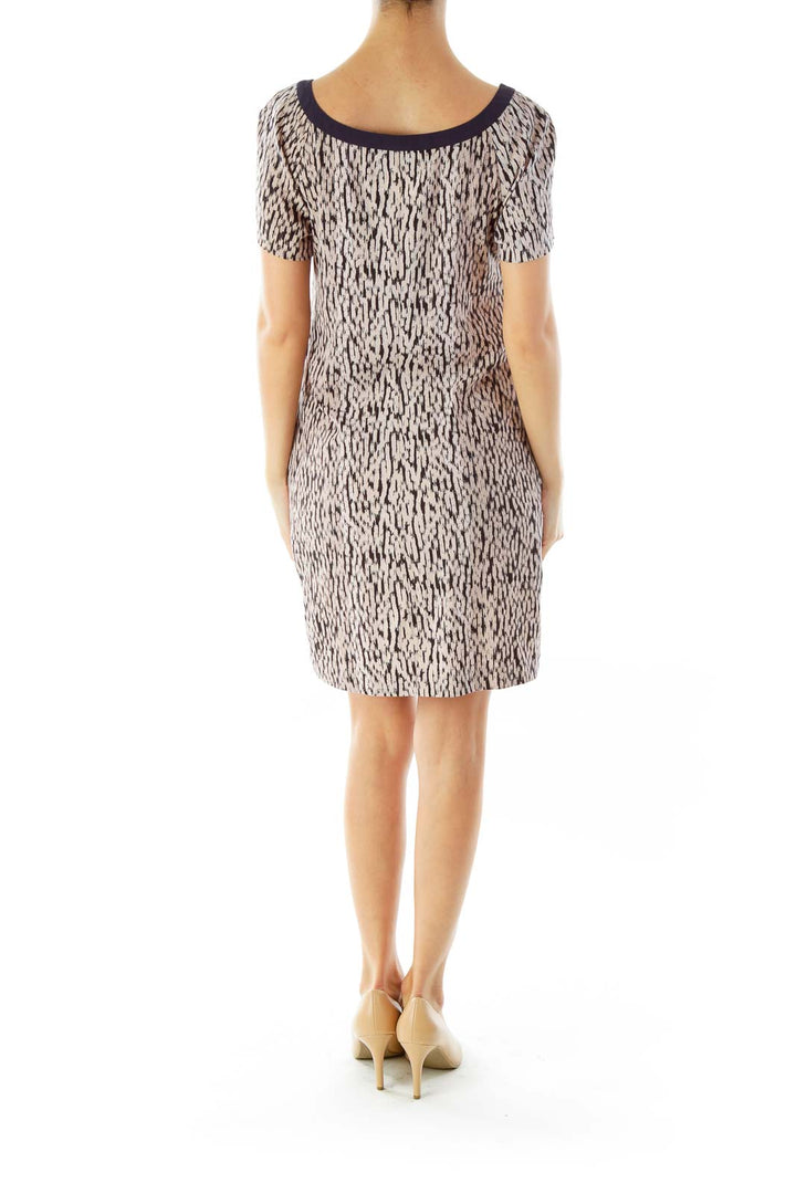 Navy Animal Print Work Dress