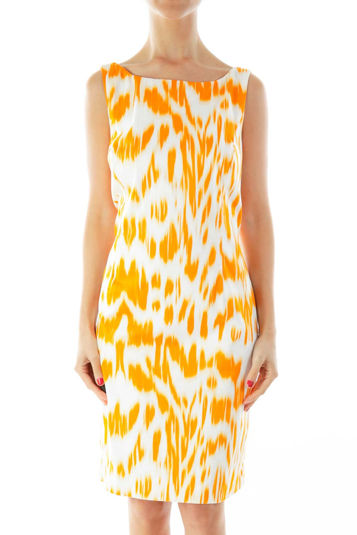 Orange & White Printed Work Dress