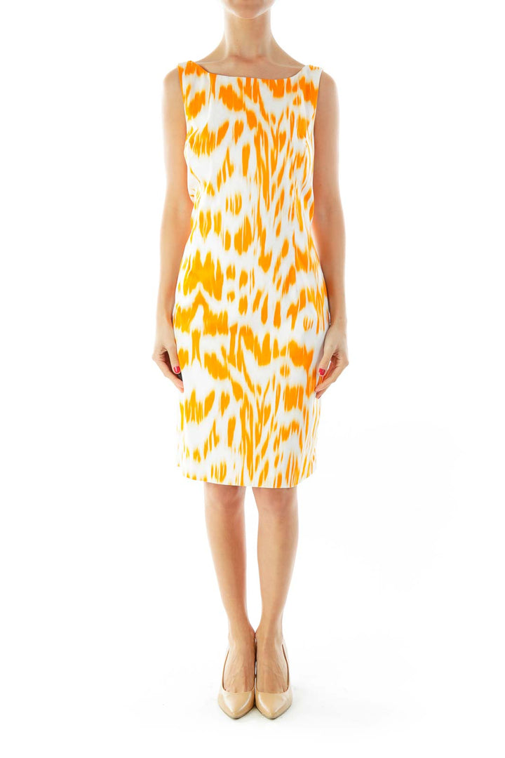 Orange & White Printed Work Dress