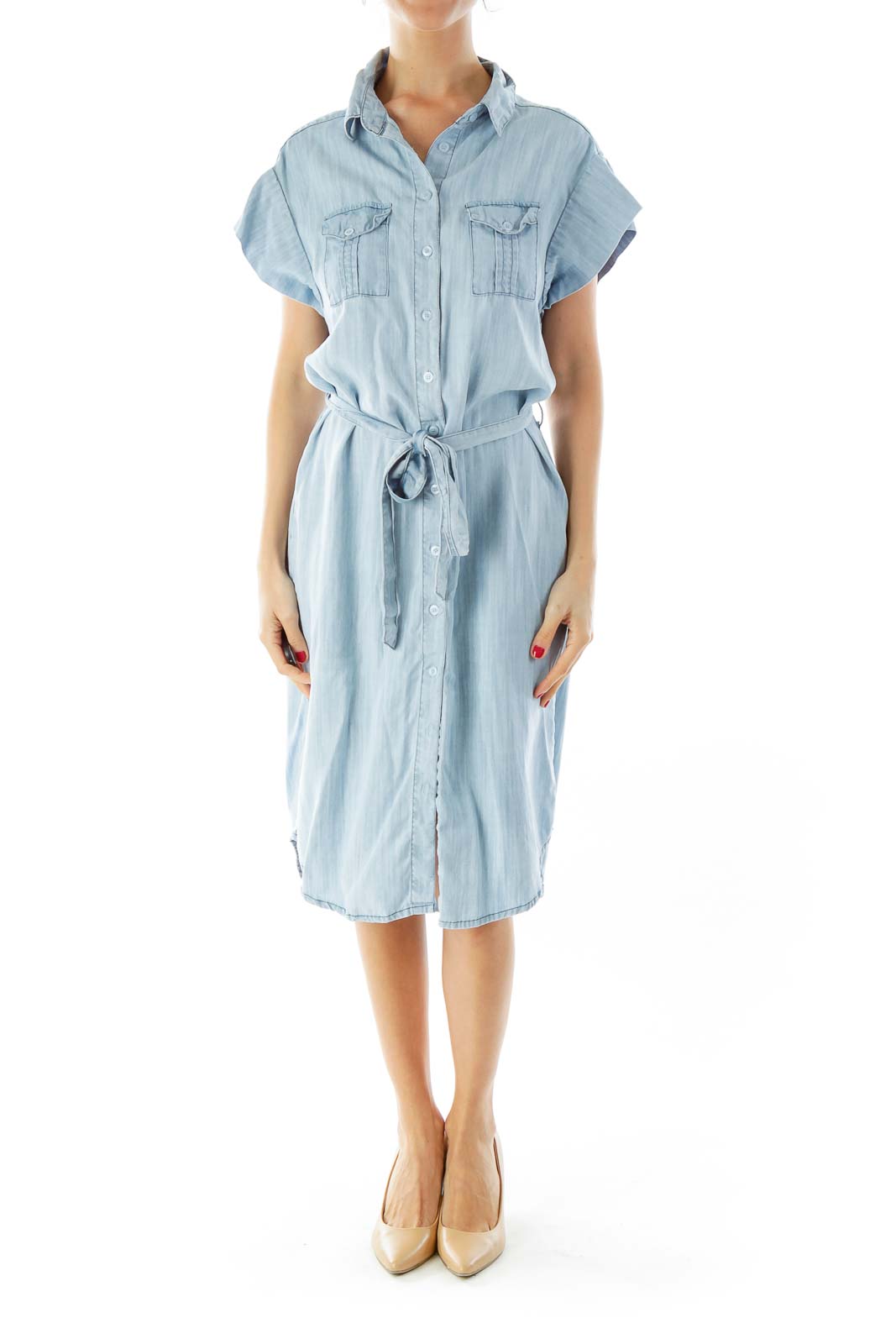 Light Wash Denim Shirt Dress