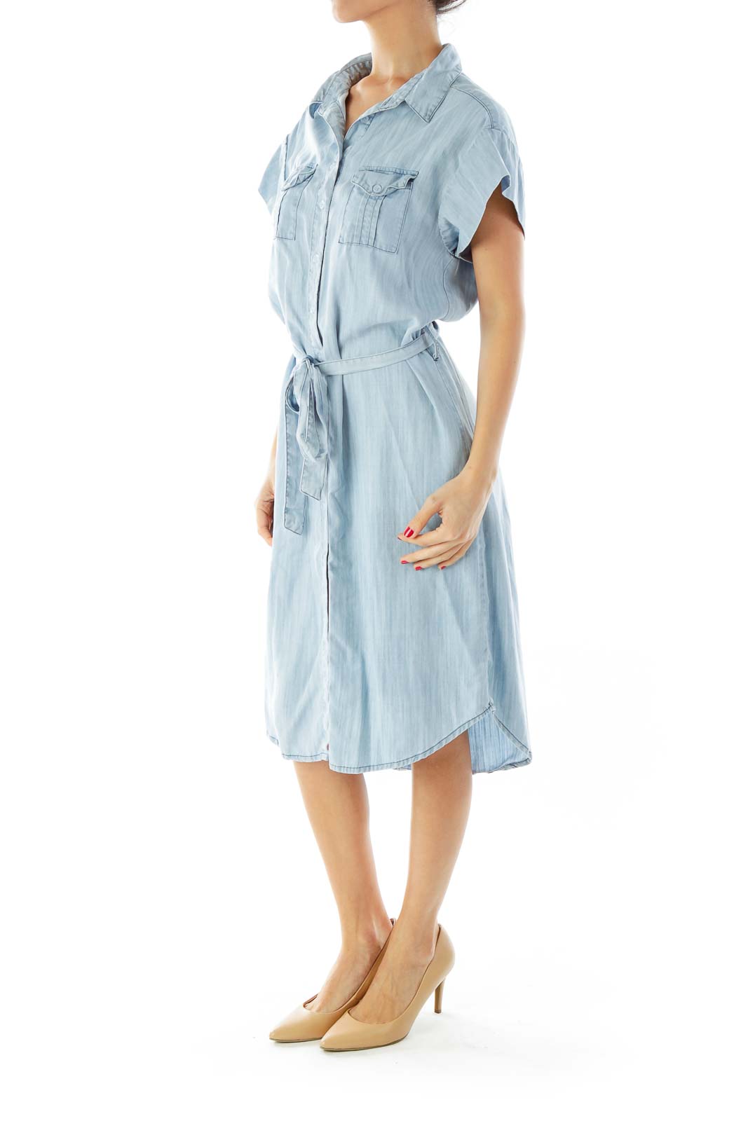 Light Wash Denim Shirt Dress