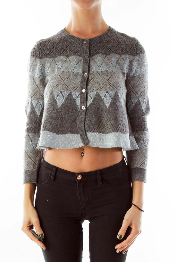 Gray Cropped Cardigan