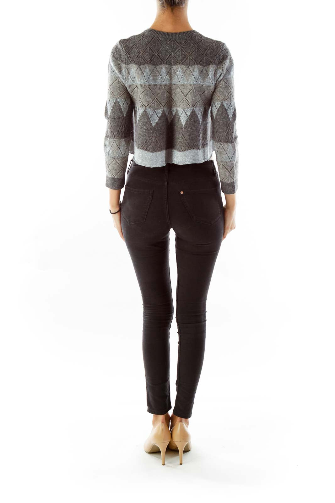 Gray Cropped Cardigan