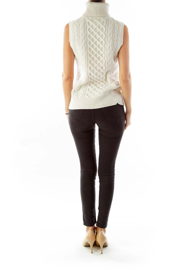 Cream Cashmere Sleeveless Turtleneck