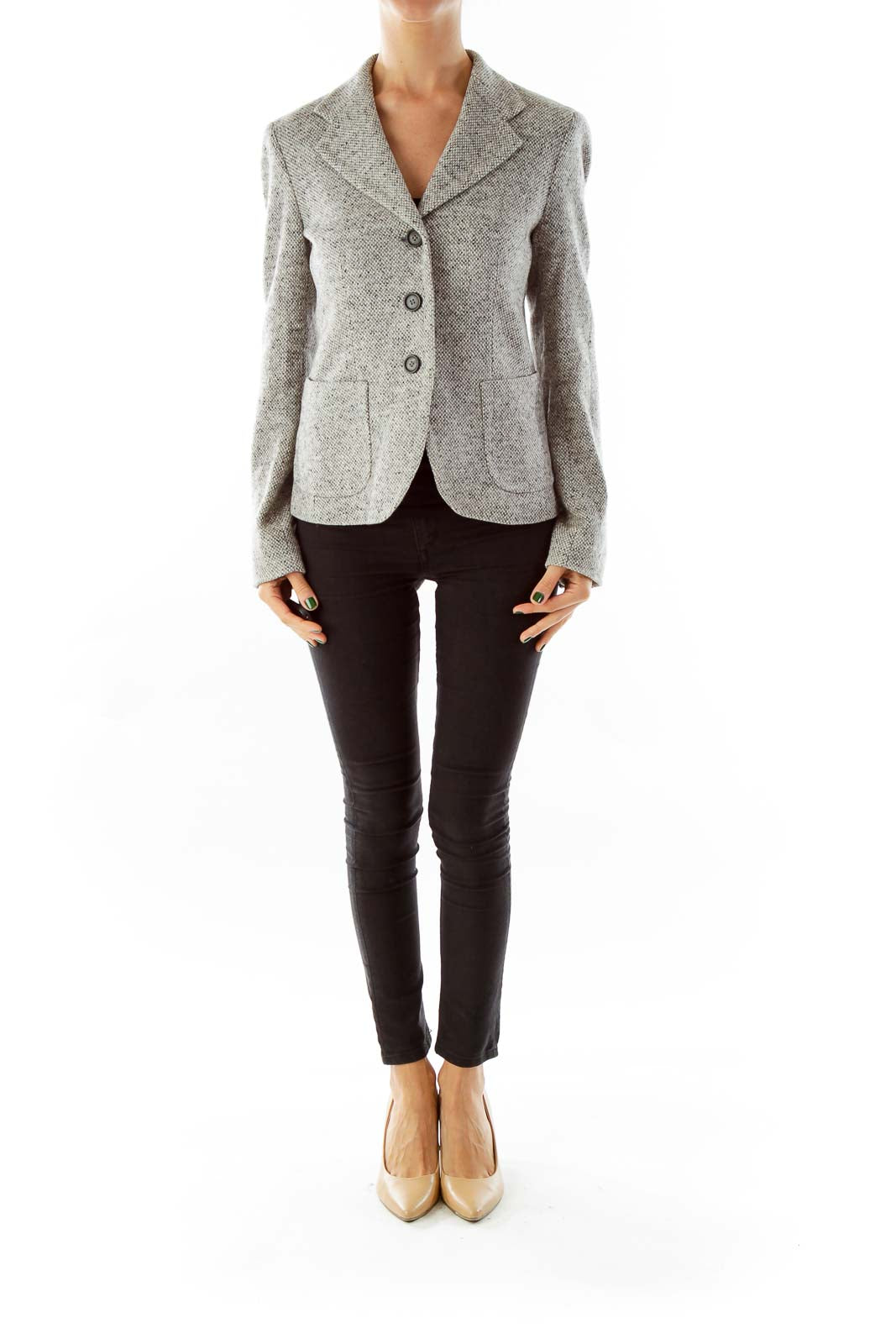 Gray Mottled Wool Blazer