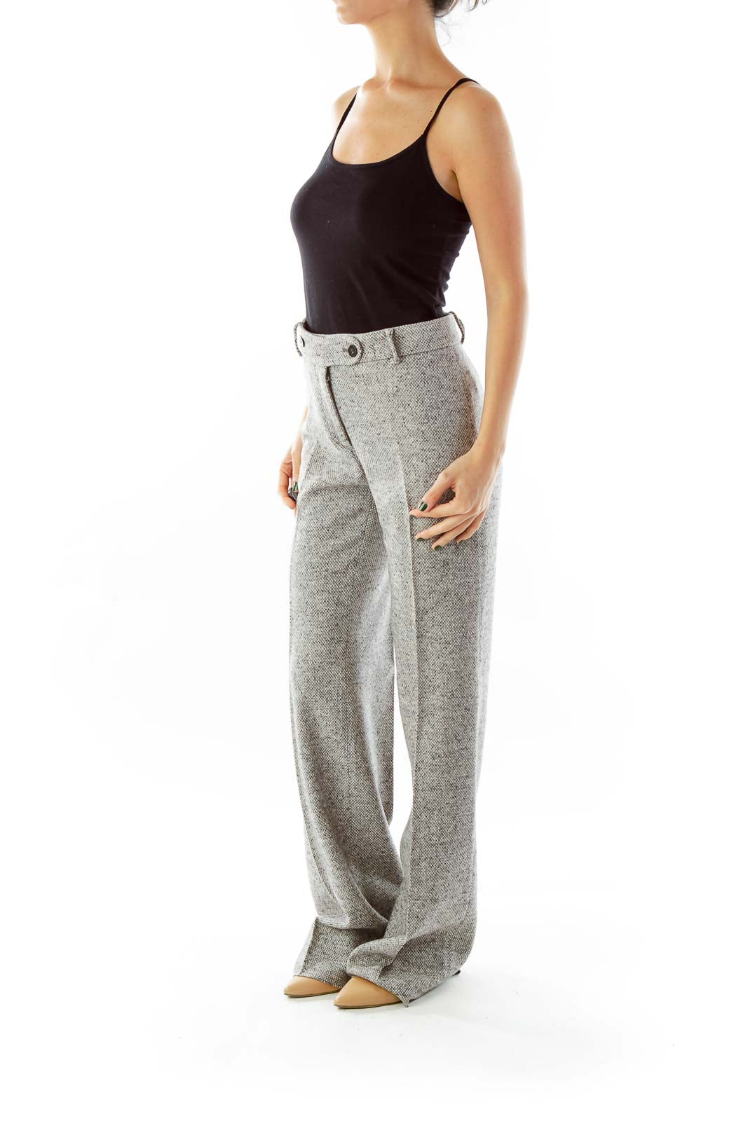 Gray Mottled Wool Slacks