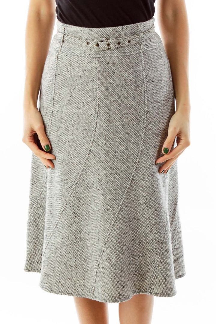 Gray Mottled Flare Skirt