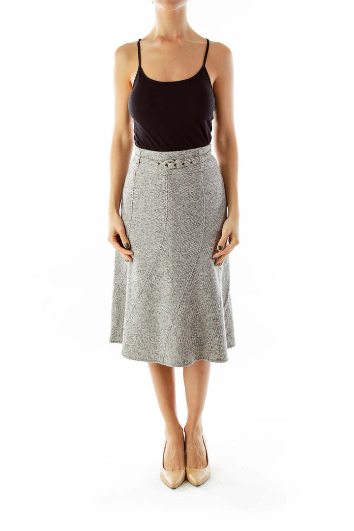 Gray Mottled Flare Skirt