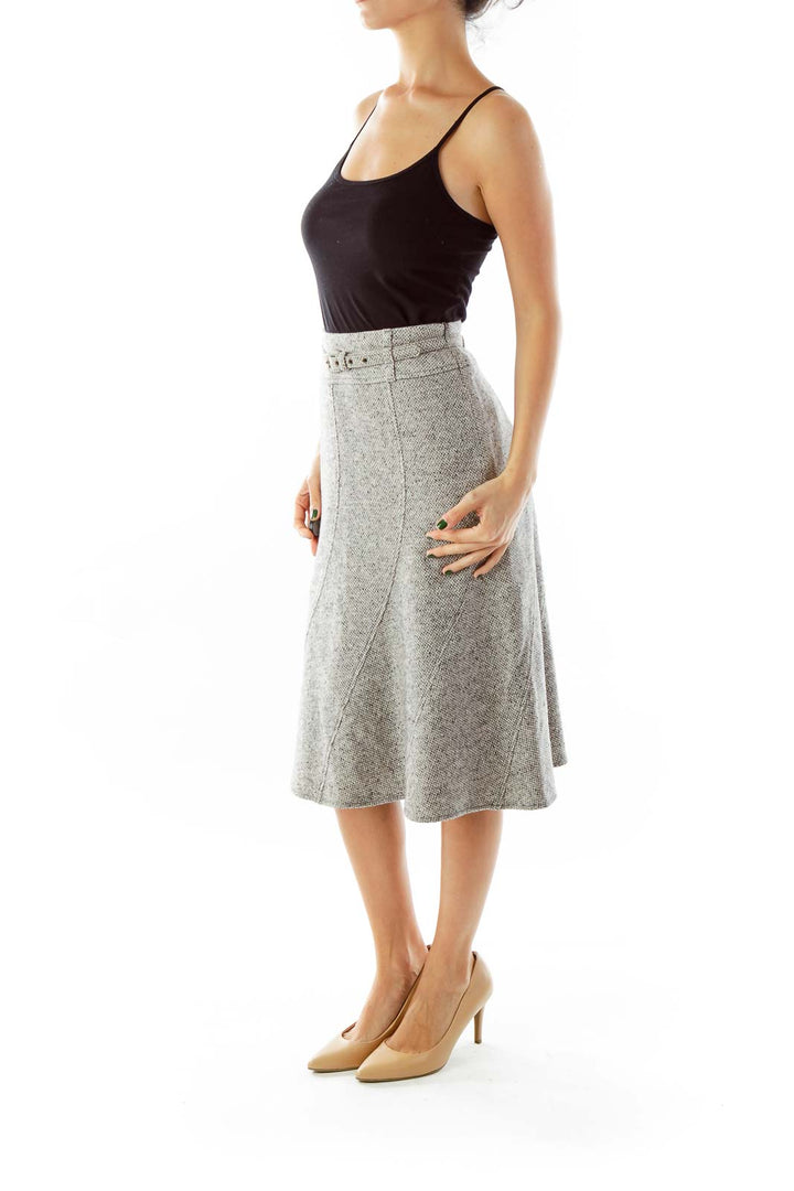 Gray Mottled Flare Skirt