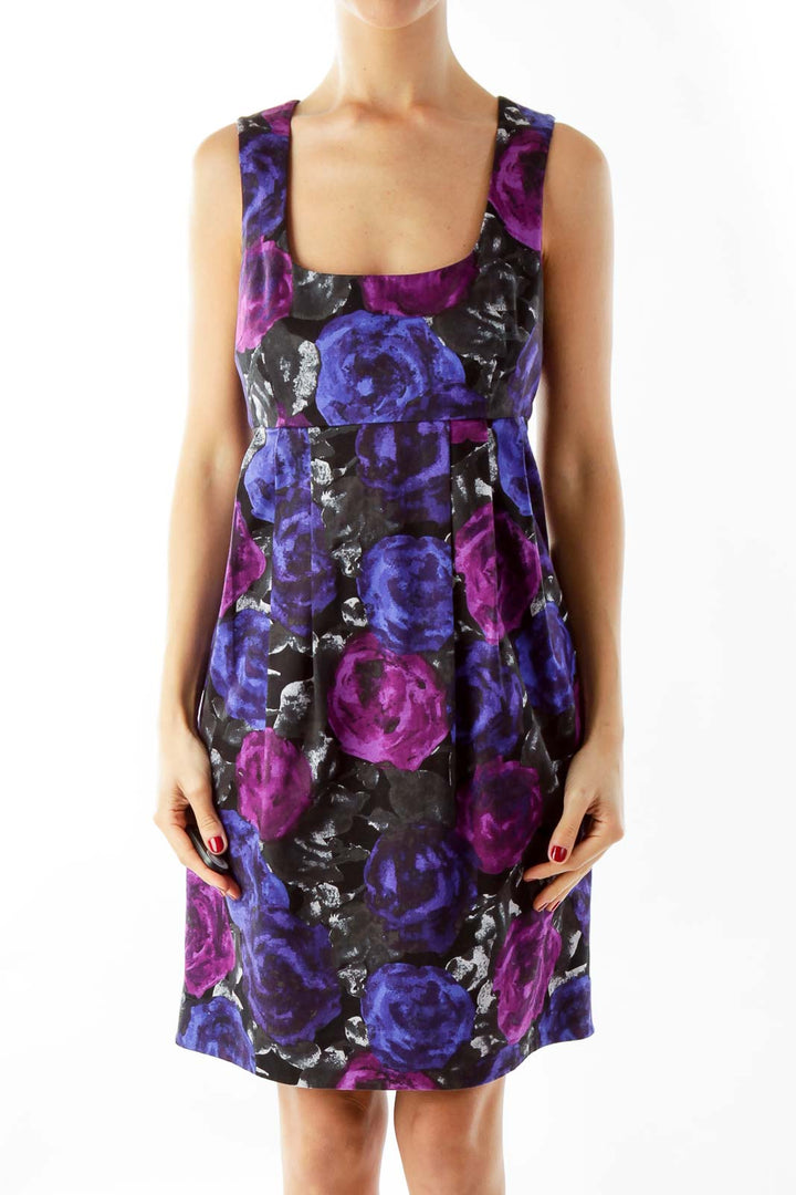 Purple Floral Shift Dress