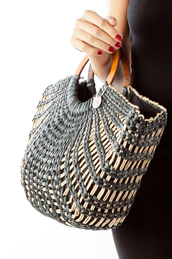 Black & Beige Woven Tote