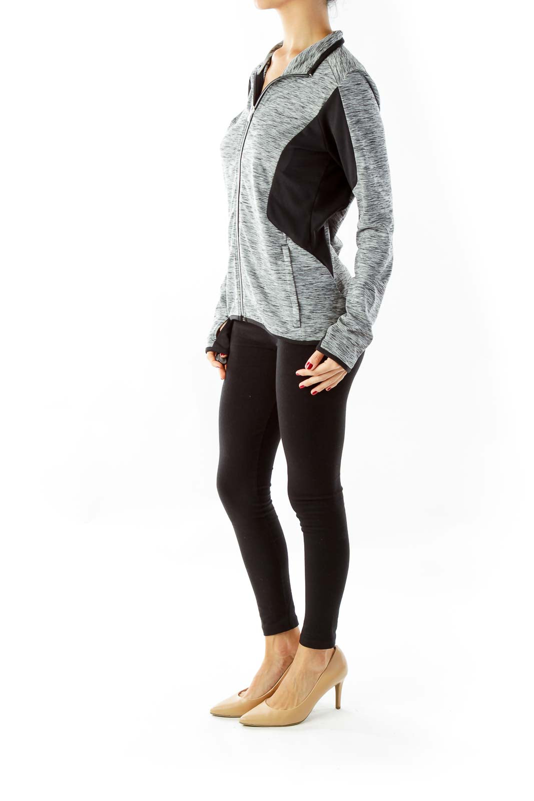 Gray Long Sleeve Athletic Top