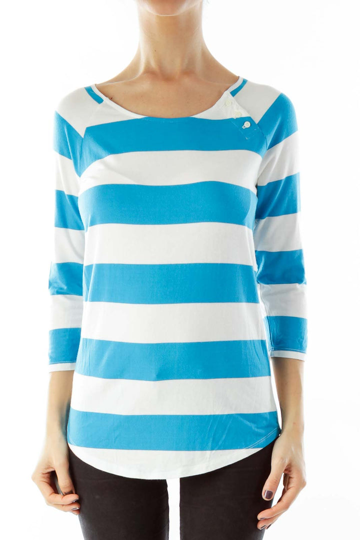 Blue & White Striped Blouse