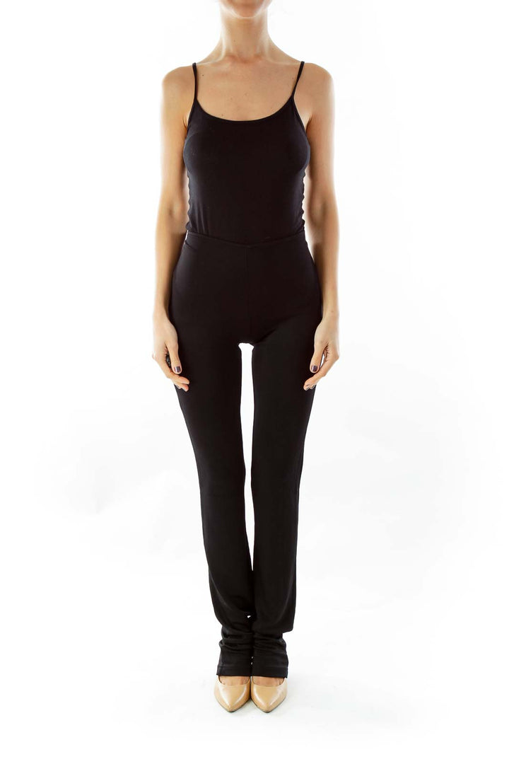 Black Extremely High-Waisted Slim Pants