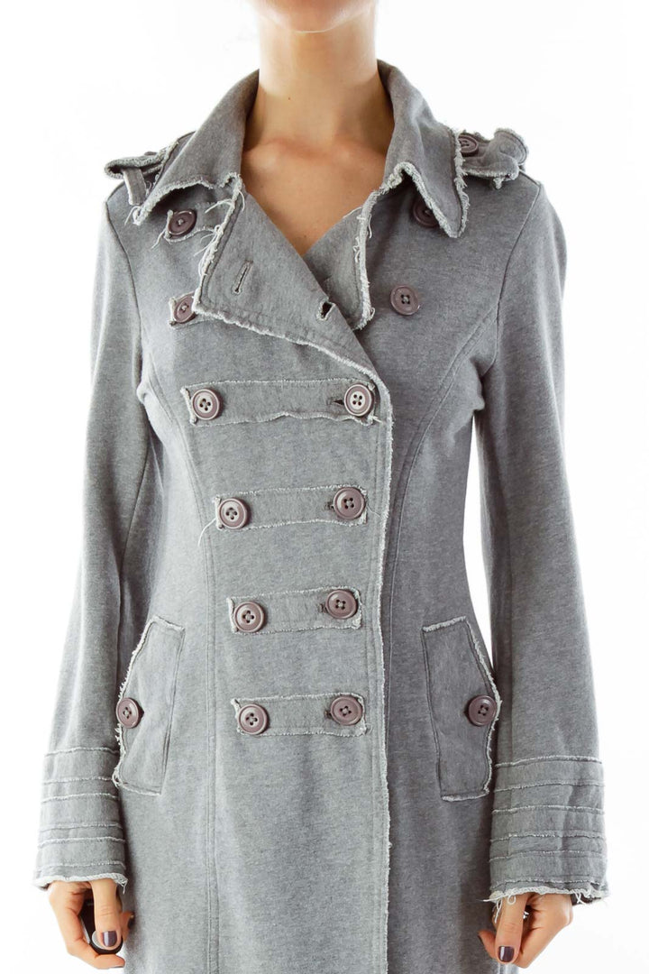 Gray Buttoned Sweater Coat