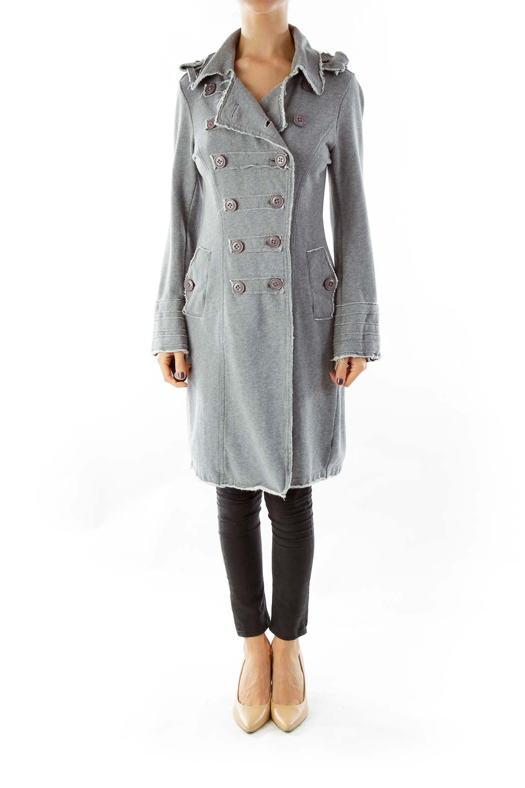 Gray Buttoned Sweater Coat