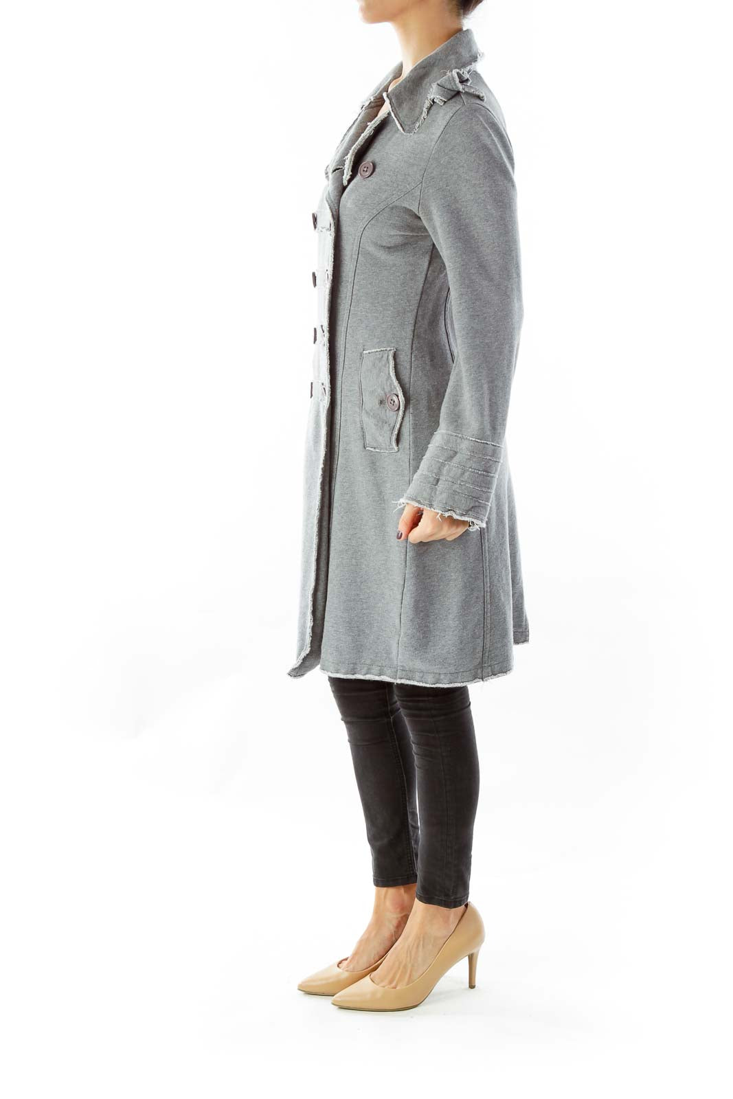 Gray Buttoned Sweater Coat