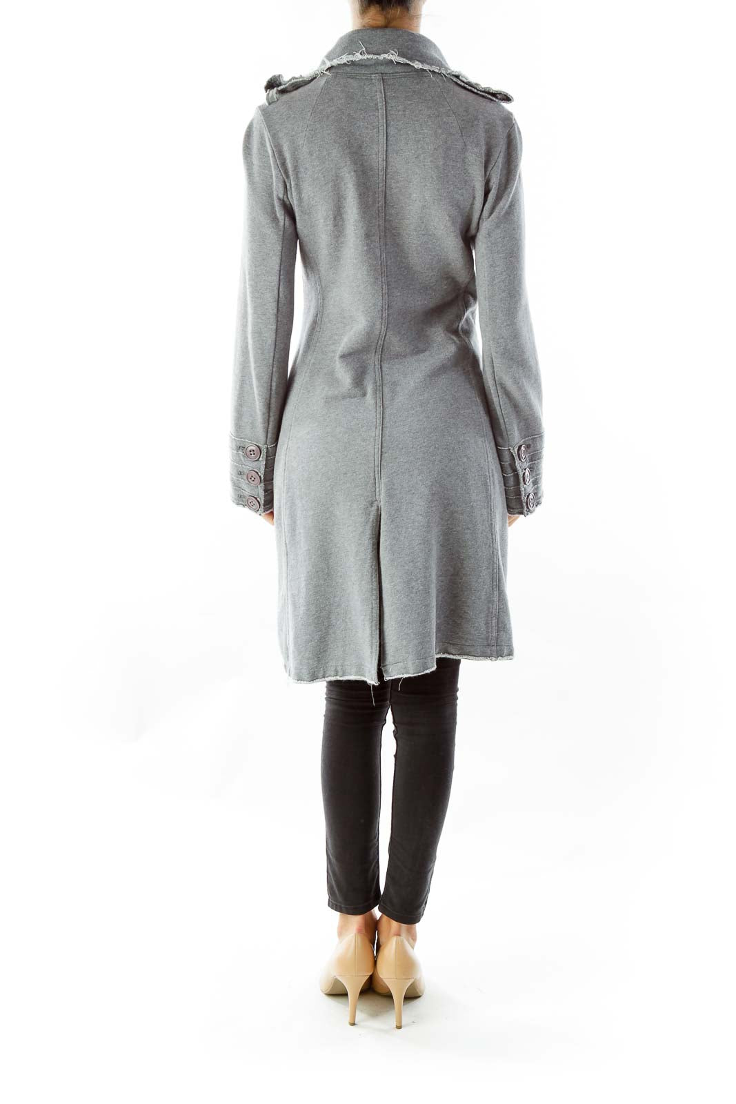 Gray Buttoned Sweater Coat