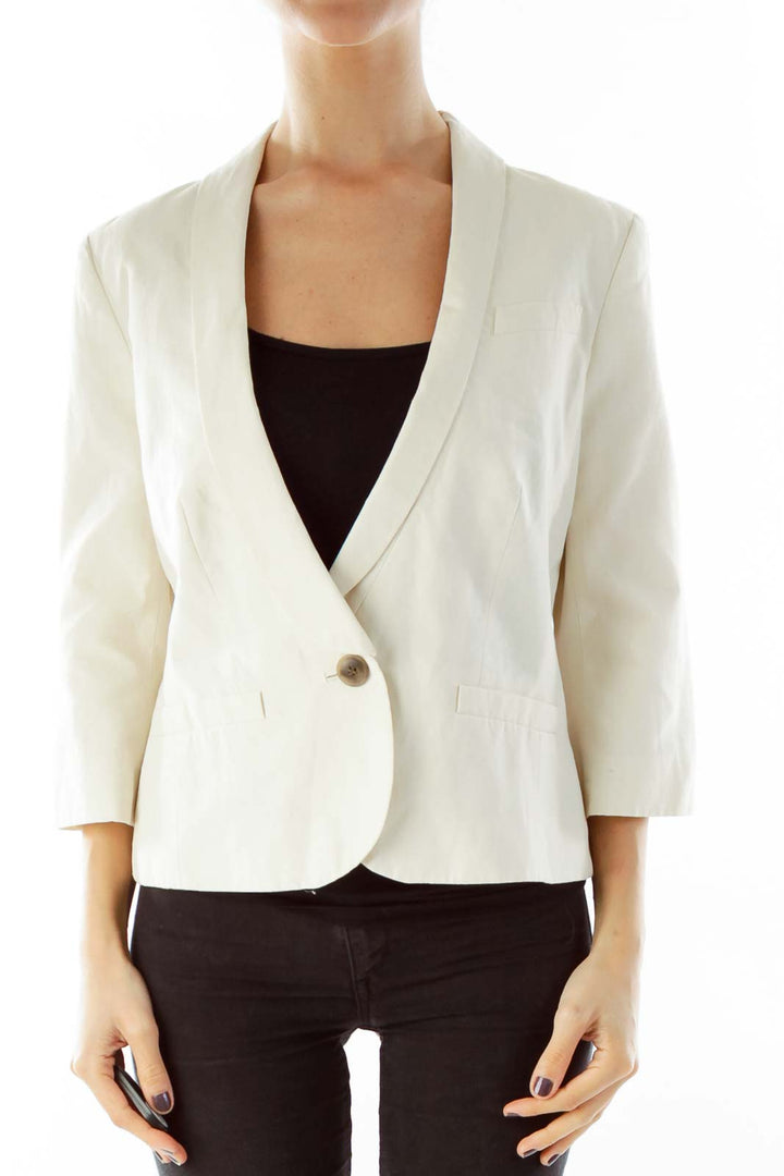 Beige Single-Breasted Blazer