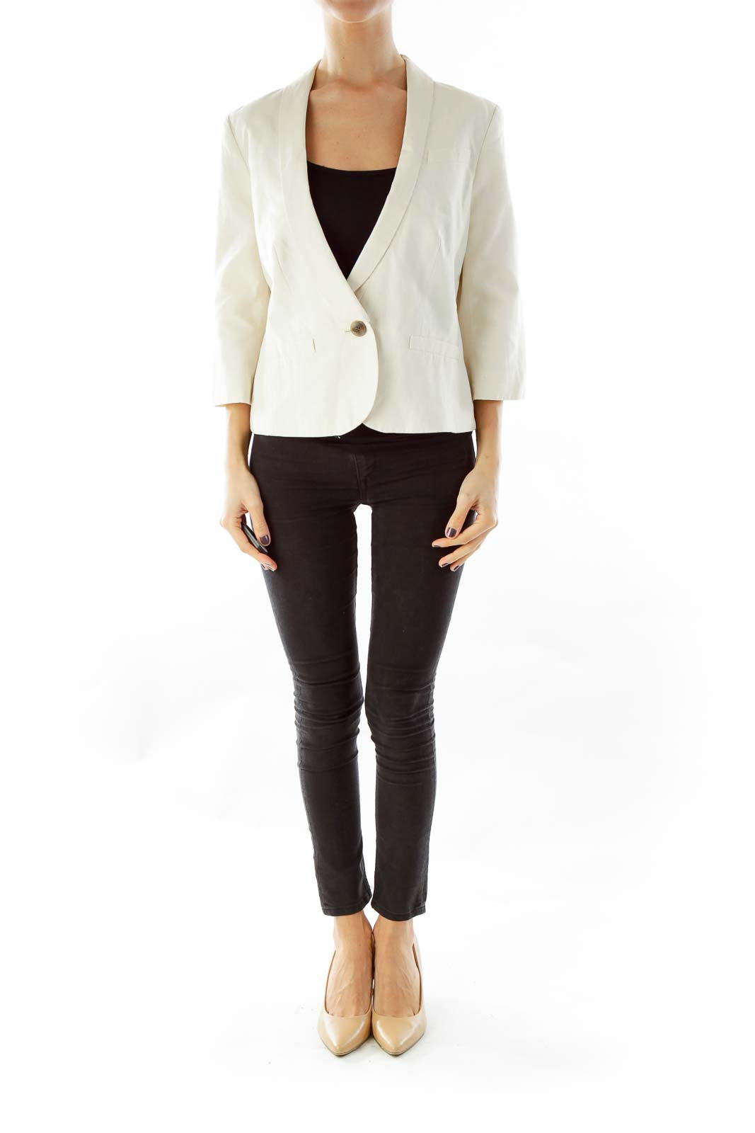 Beige Single-Breasted Blazer