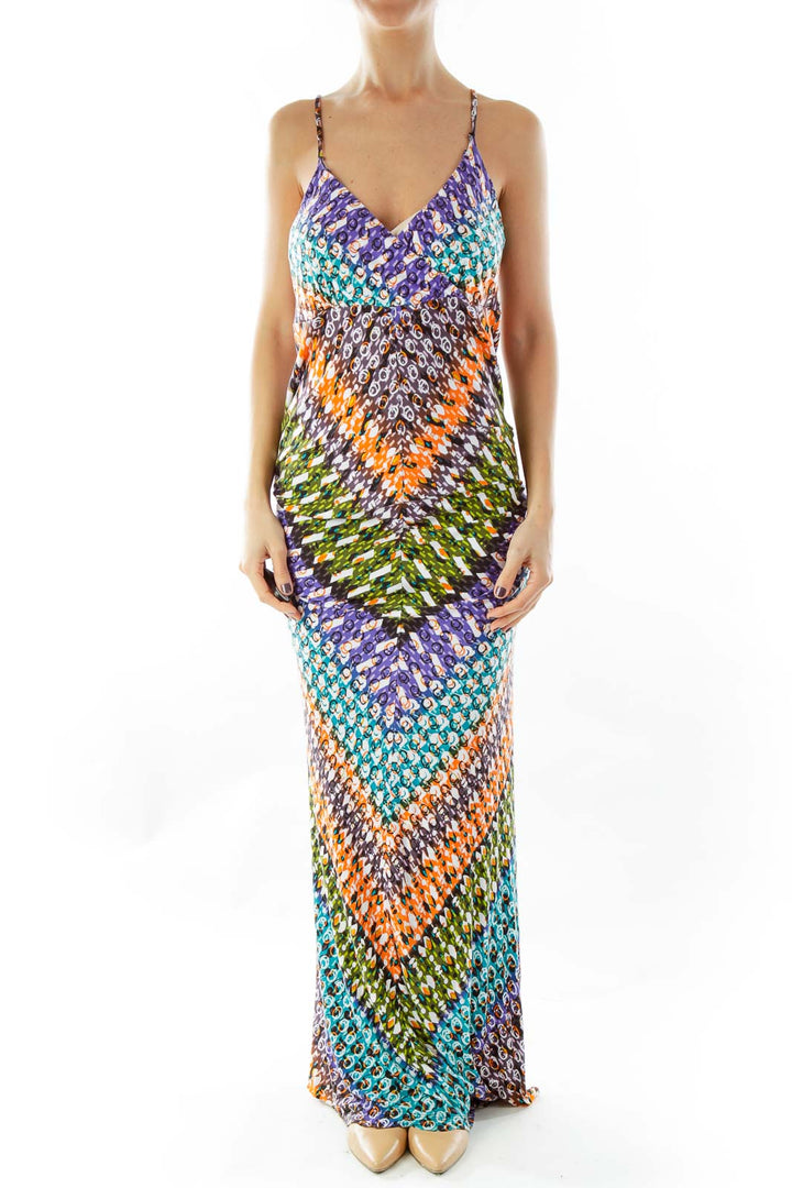 Multicolor Print Maxi Dress