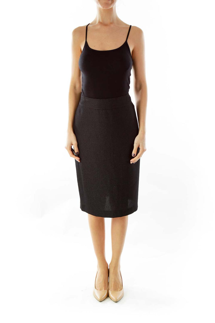 Black Fine-Weave Pencil Skirt