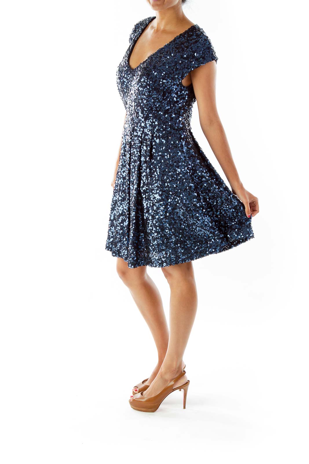 Navy Sequined Party Dress