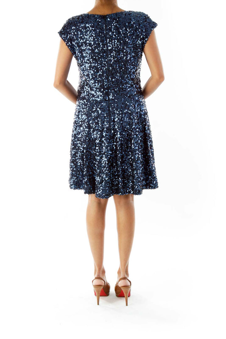 Navy Sequined Party Dress