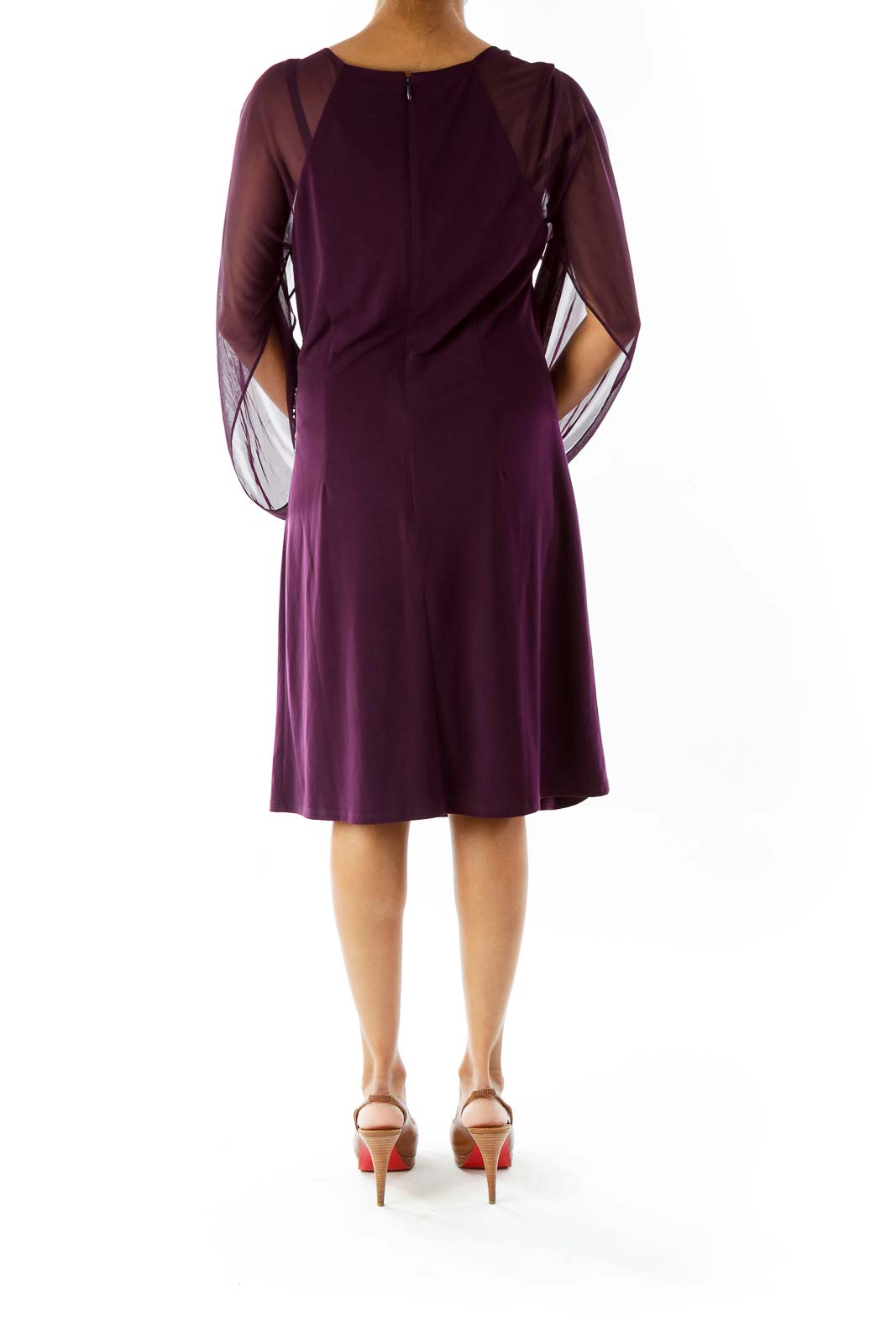 Purple Embroidered Fitted Dress