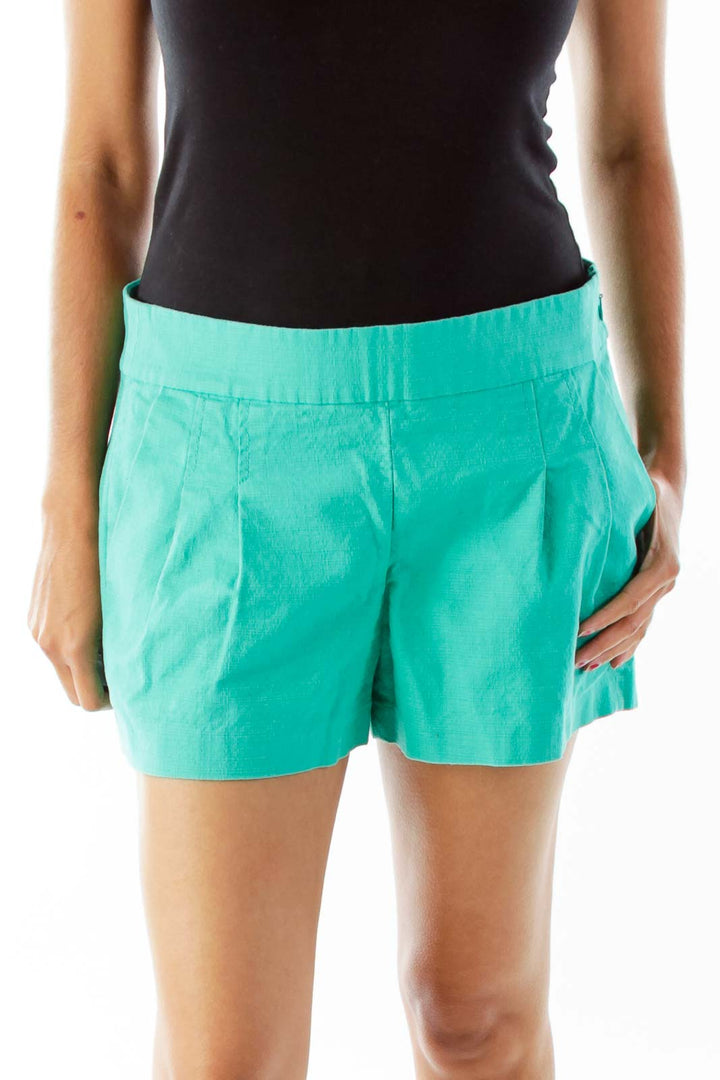 Turquoise Pleated Shorts