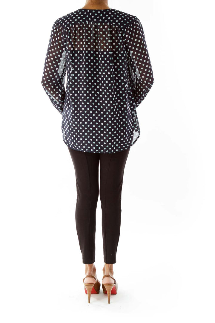 Navy Polka-Dot Blouse