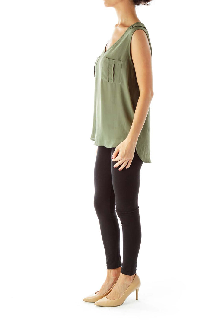 Army Green Sleeveless Blouse