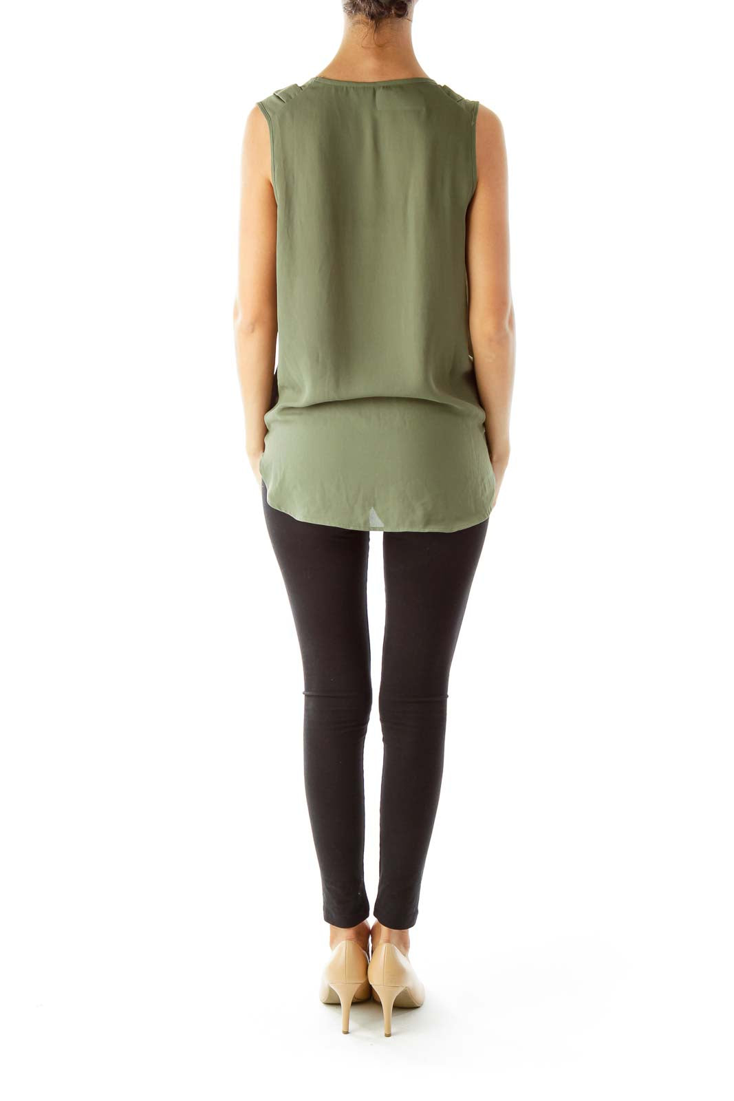 Army Green Sleeveless Blouse