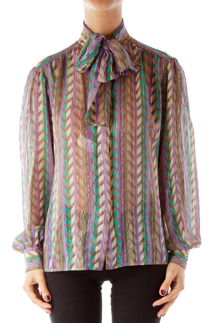 Multicolor Geometric Vintage Blouse