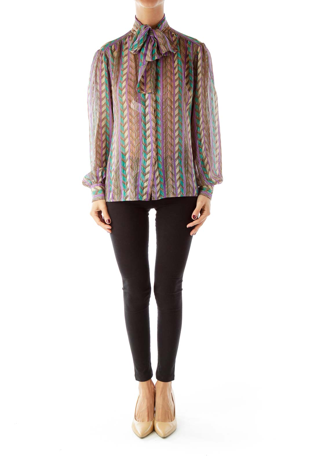 Multicolor Geometric Vintage Blouse