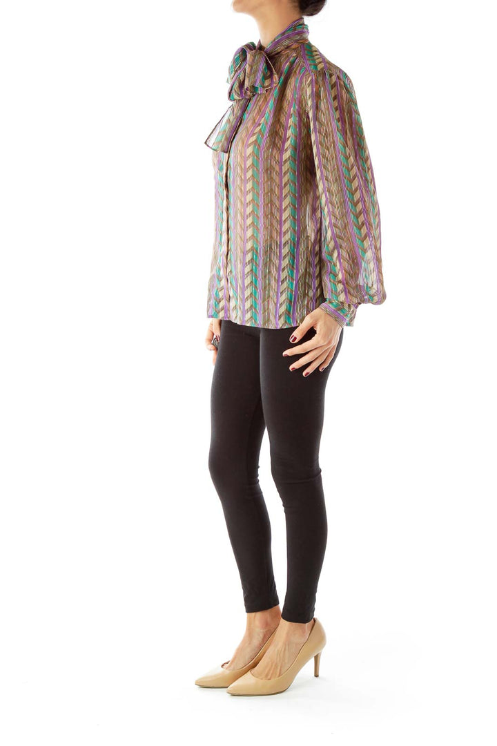 Multicolor Geometric Vintage Blouse