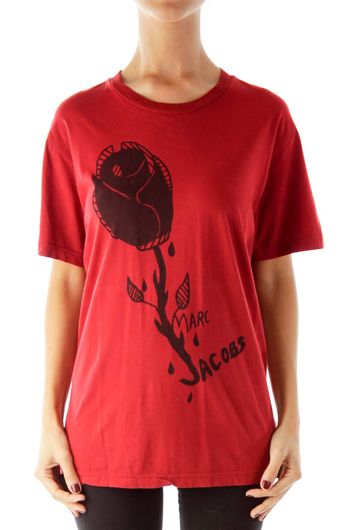 Red Printed Tee Shirt