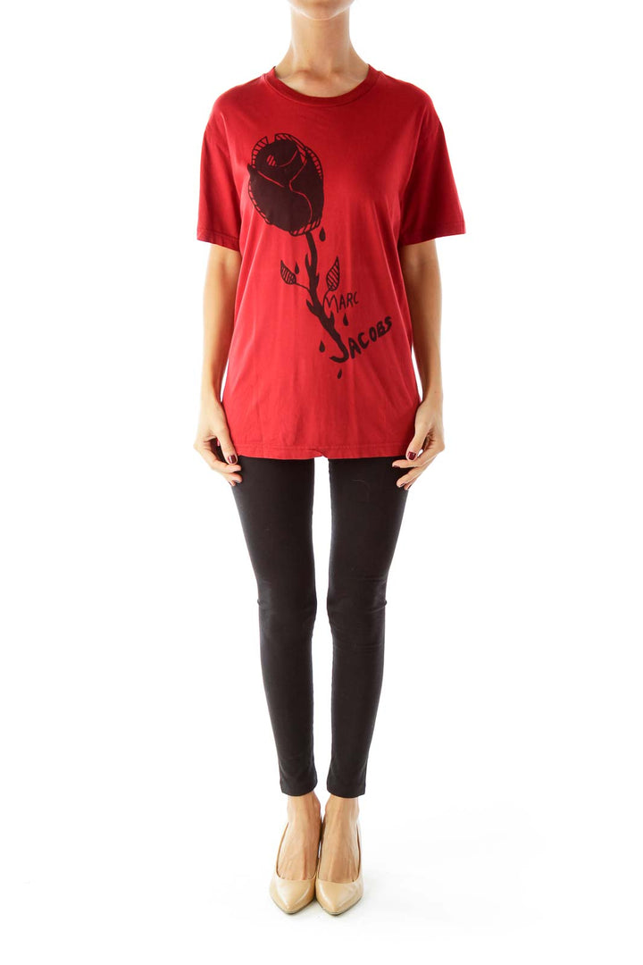 Red Printed Tee Shirt