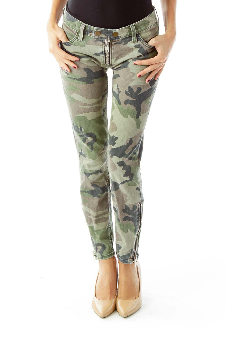 Green Camouflage Slim-Fit Jeans