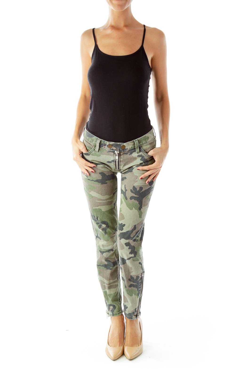 Green Camouflage Slim-Fit Jeans